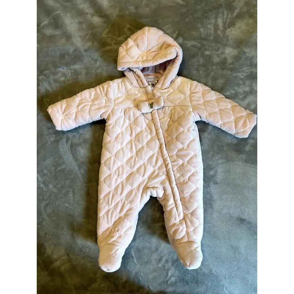 Luxurious Pink Paris Hilton Quilted Baby Snowsuit, Coquette